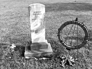 Gravestone of German POW Albert Theurer (remains now in Germany), Oak Hill Cemetery, McAlester, OK, shot by David Ensminger, Feb. 