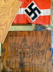 Hand-carved German POW artifact from Camp Hulen, TX, City By The Sea Museum, Palacios, TX, shot by author, Sept. 2014 