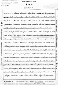 Letter from written by POW Sergeant Karl Messner, thanking his family for their letters, sending birthday wishes to his mom and wishing relative Rudolf  the best of luck for the war, plus he hopes for a reunion soon, Camp Wallace, RX, Aug. 1944, provided by Gary in Texas, translated by Franny
