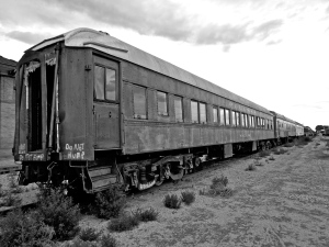 In Germany, troops were often moved via cattle cars; in contrast, as prisoners in the U.S., many were actually moved via Pullman cars, such as this vintage example in Alamosa, CO, shot by author, July 2014